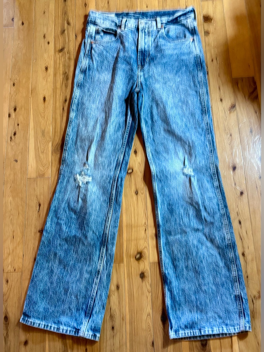 Gap 70's Vintage Flare High Rise Jeans Women’s 6/28R Light Indigo Light Distress